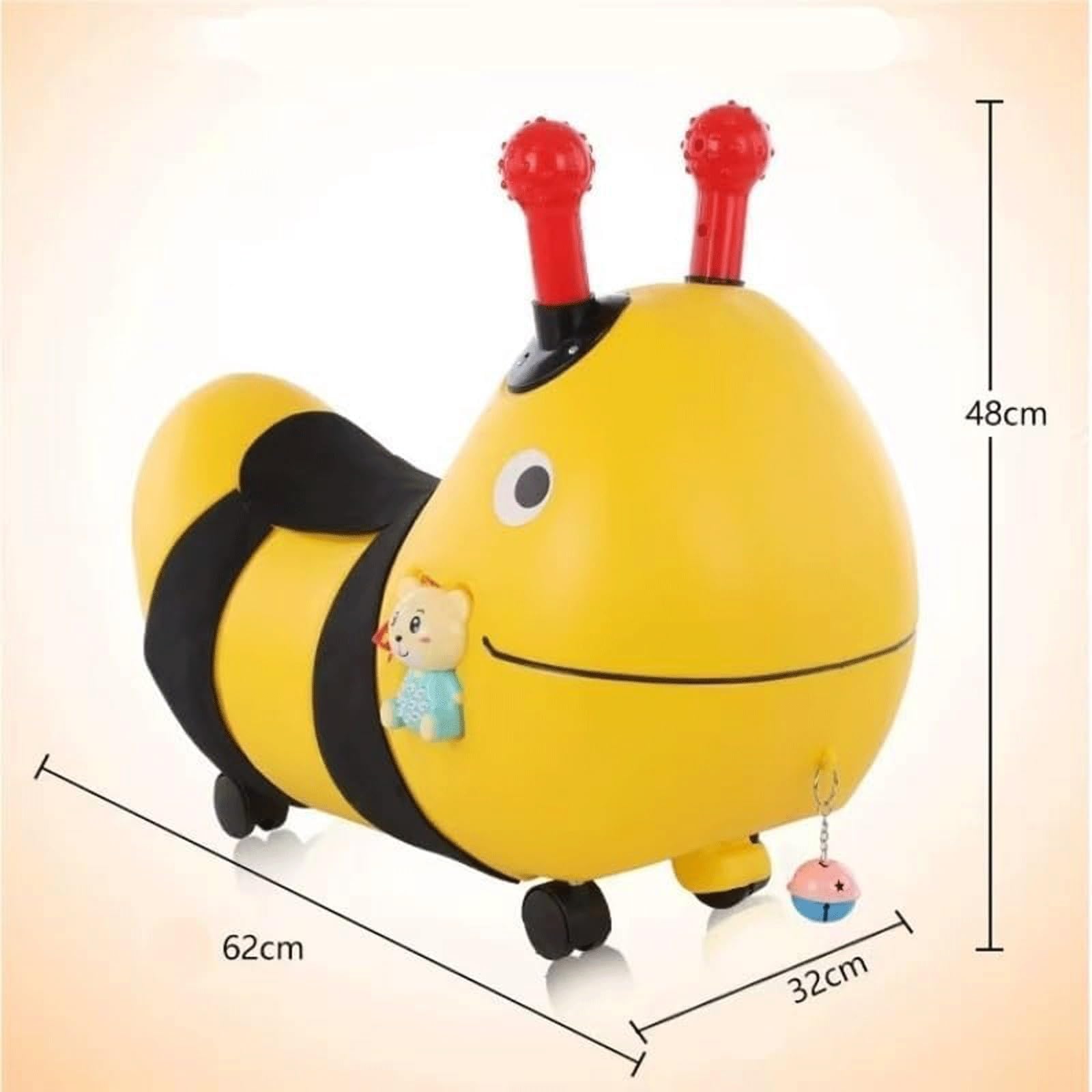 Wiggle Car, cichy samochód huśtający, huśtawka, rowerek biegowy, jeździk z muzyką i światłami, dziecięcy Wiggle Car w kształcie uroczej pszczoły(Red)