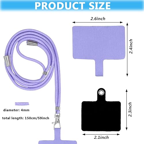 Miniatura 2 de Paquete de 4 cordones universales para teléfono, correa ajustable de nailon para el cuello, correas cruzadas para teléfono celular + 6 parches para