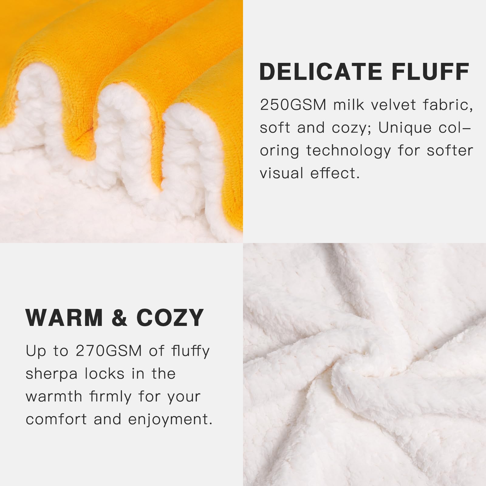PanxHome Coperta Plaid Pile 200x230cm, 520GSM Coperta Pile per Coperta Pelosa per Letto Super, Blanket di Alta Qualità, Una Coperta di Natale per Tutti (Giallo)