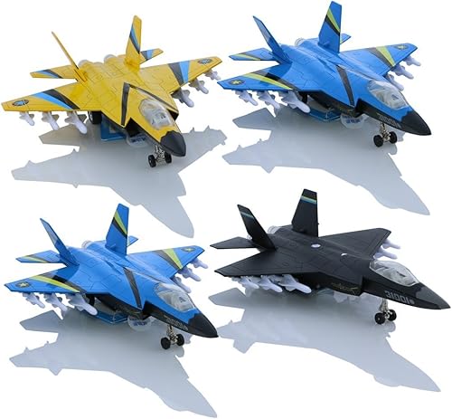 Miniatura 5 de HSOMiD Aviones de aleaciónaviónjuguete de aviones con bombarderos sigilosos de tracción y aviones de combate negro (azul)