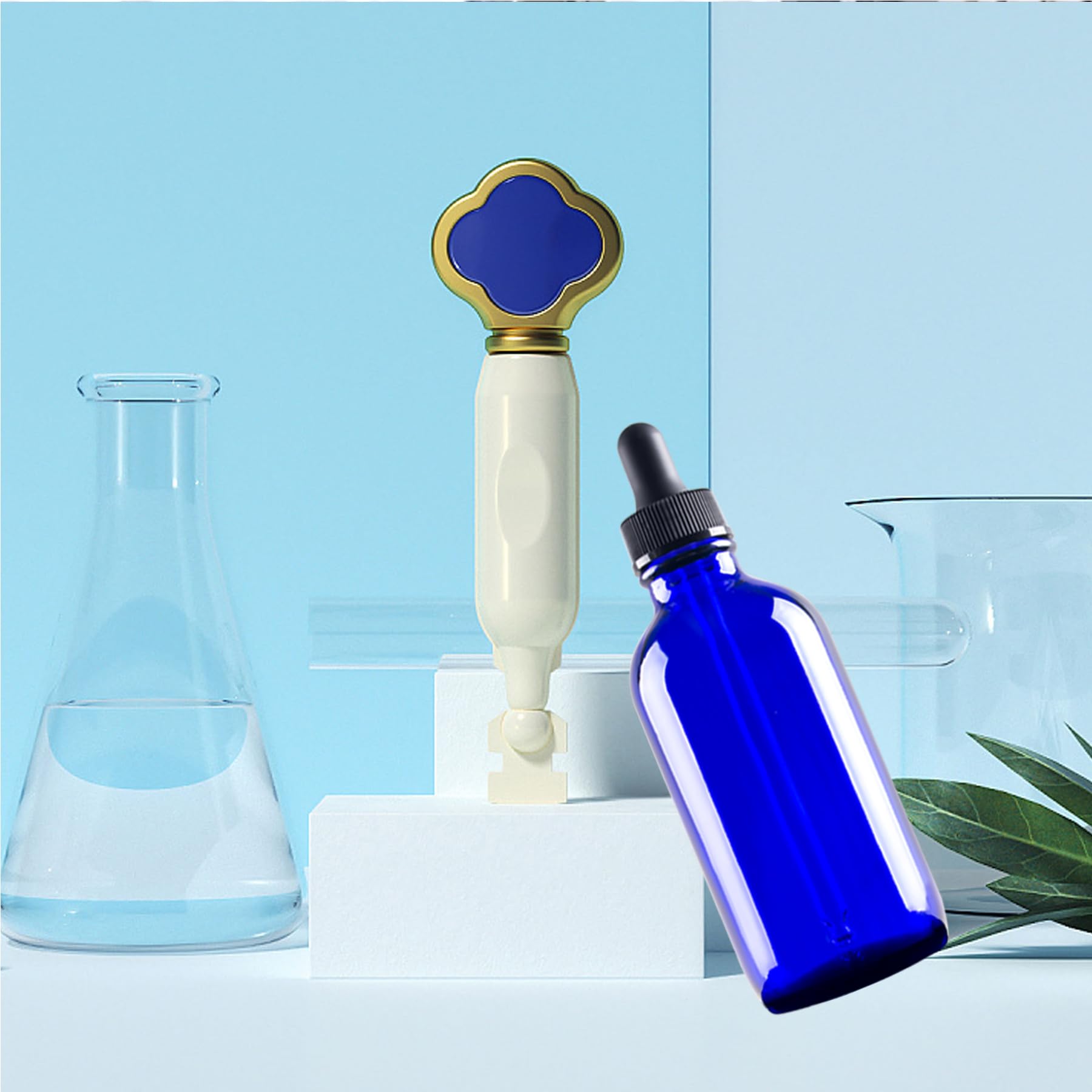 Confezione da 24 flaconi contagocce in vetro blu da 113,4 g, con contagocce per oli essenziali, profumi (113,4 g, blu)