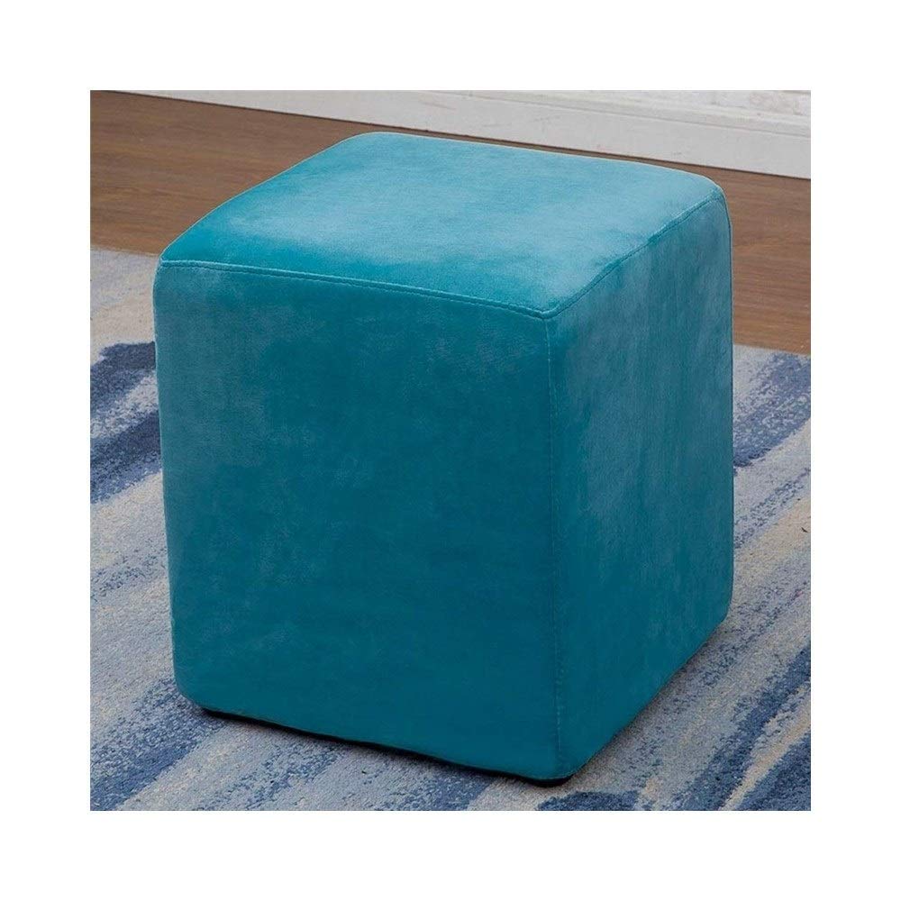 Repose-pieds amovible en tissu vert malachite | Grand tabouret carré moderne
