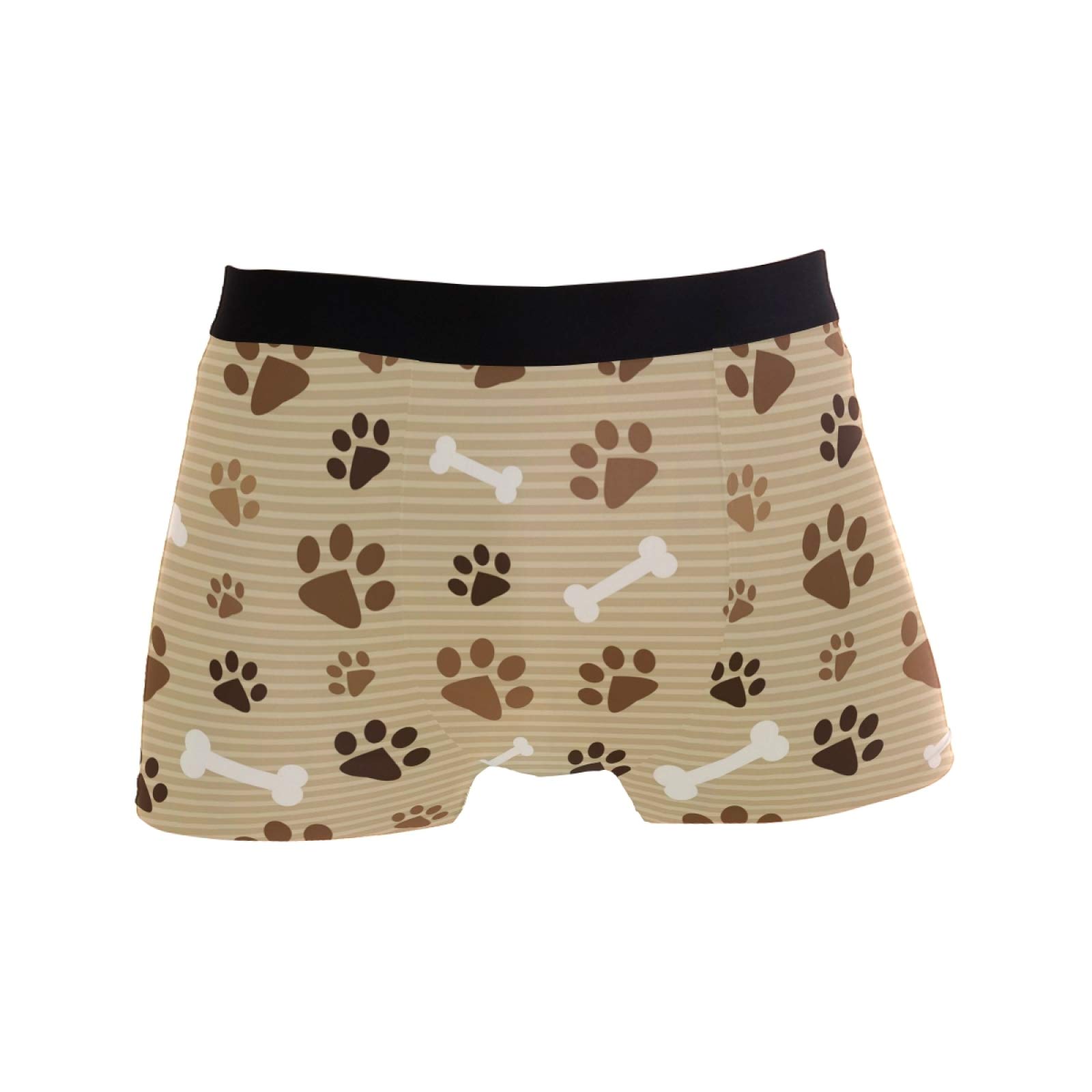Linomo Men's Multicoloured Boxer Briefs Dog Cat Paw Print Boxers Shorts Underwear Underpants