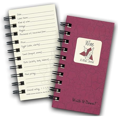 Write it Down series by Journals Unlimited, Guided Journal, Wine, A Wine Journal, Mini-Size 3”x5.5”, Cranberry Hard Cover, Made in USA