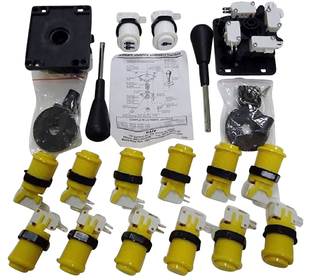 Game Room Guys Happ Control Panel Kit Yellow 14 Buttons