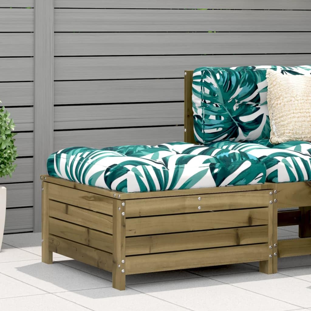 SXZenSpace Modular Garden Footstool with Cushion, Vacuum Pressure Impregnated Pine, 62 x 63.5 32 cm, Leaf Outdoor Seat or Coffee Table for Garden, Patio and Balcony
