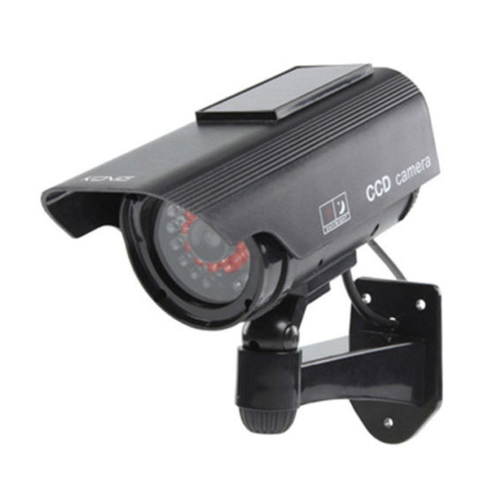 ELEAR™ 4 X Énergie solaire noir Fausse sécurité fictive Caméra CCTV imperméable à l'eau IR LED Surveillance intérieure extérieure