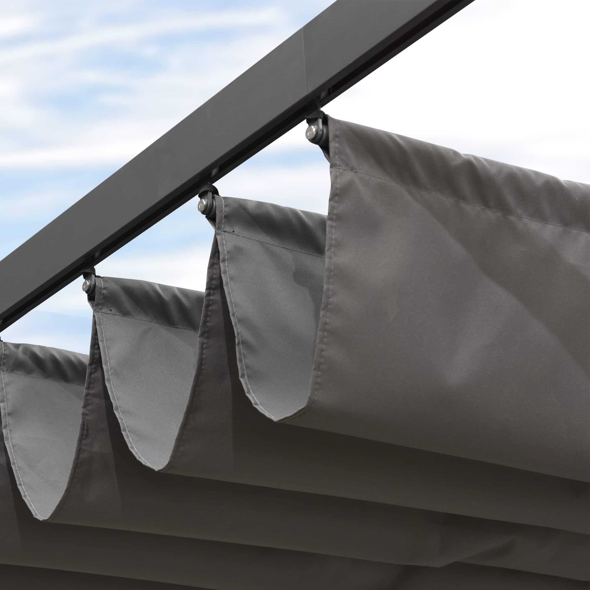 PURPLE LEAF Bache pour Pergola, Toile Pergola 4 x 3 m Retractable, Toile de Tonnelle Toile de Toit Rechange pour Jardin Terrasse, Gris