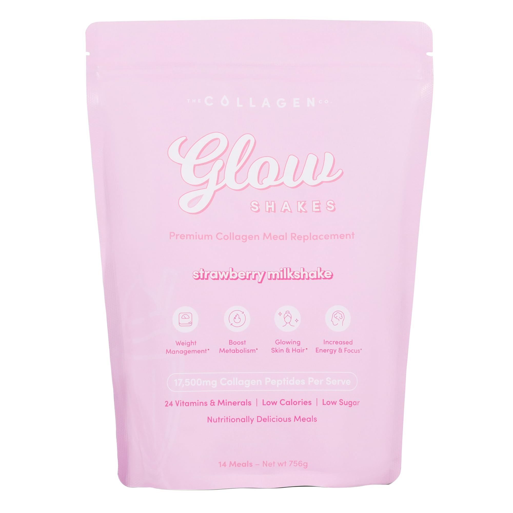 The Collagen Co. Glow Shakes Collagen Meal Replacement High Protein, KetoFriendly Shake with