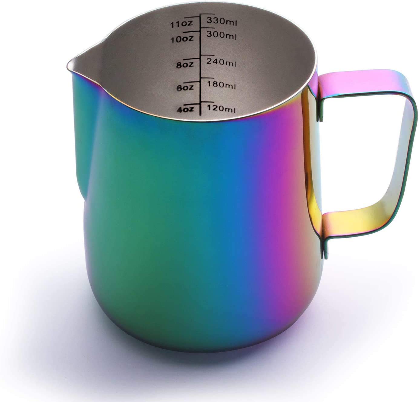 CAPFEI Milk Frother Pitcher 350ml, Espresso Steaming Pitcher 350ml, Coffee Milk Frother Jug, Milk Steaming Cup, Latte Art Cup 350ml with the measurement marks inside, Colorful