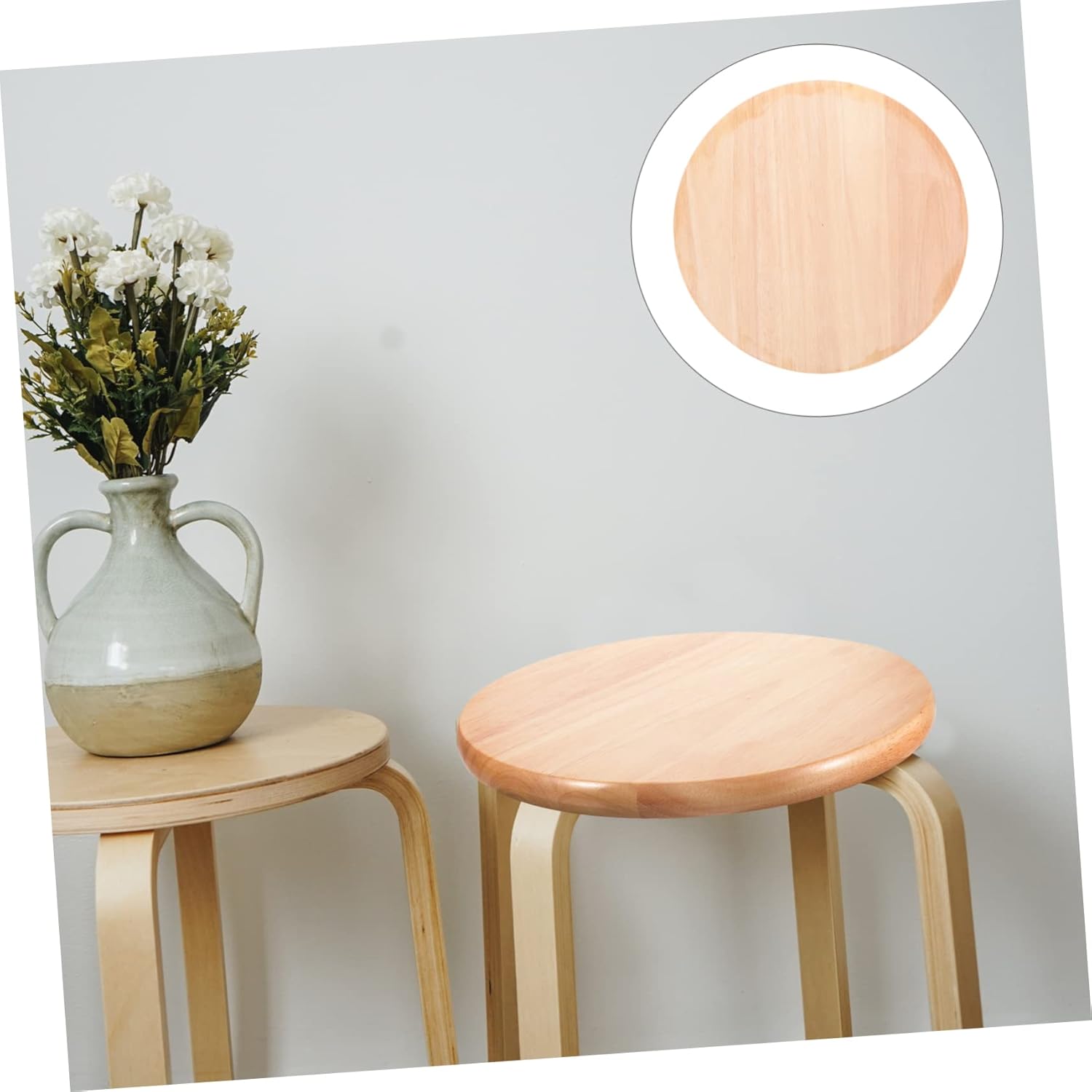 Wooden Round Stool Seat Cover for Barstools Solid Wood Replacement Top Diameter for Dining and Kitchen Use and Sturdy Design