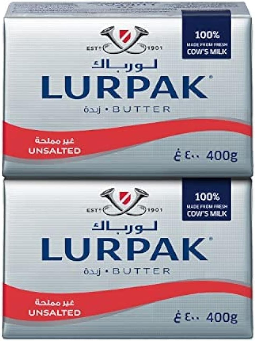 Lurpak Butter Block Unsalted, 2 x 400 g - Bundle Promo Family Pack