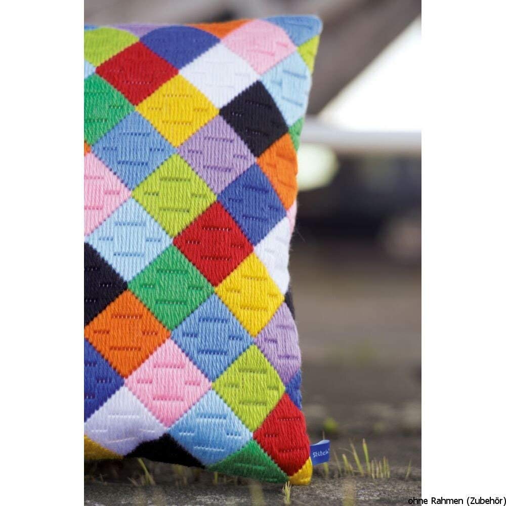 VERVACO Kit Gobelin Cuscino Set Ricamo Principianti Diamanti Colorati Mezzo Punto Lungo Kit Hobby Creativi Adulti ca. 40 x 40 cm Ricamo Punto Croce Prestampato Cuscini Decorativi Divano
