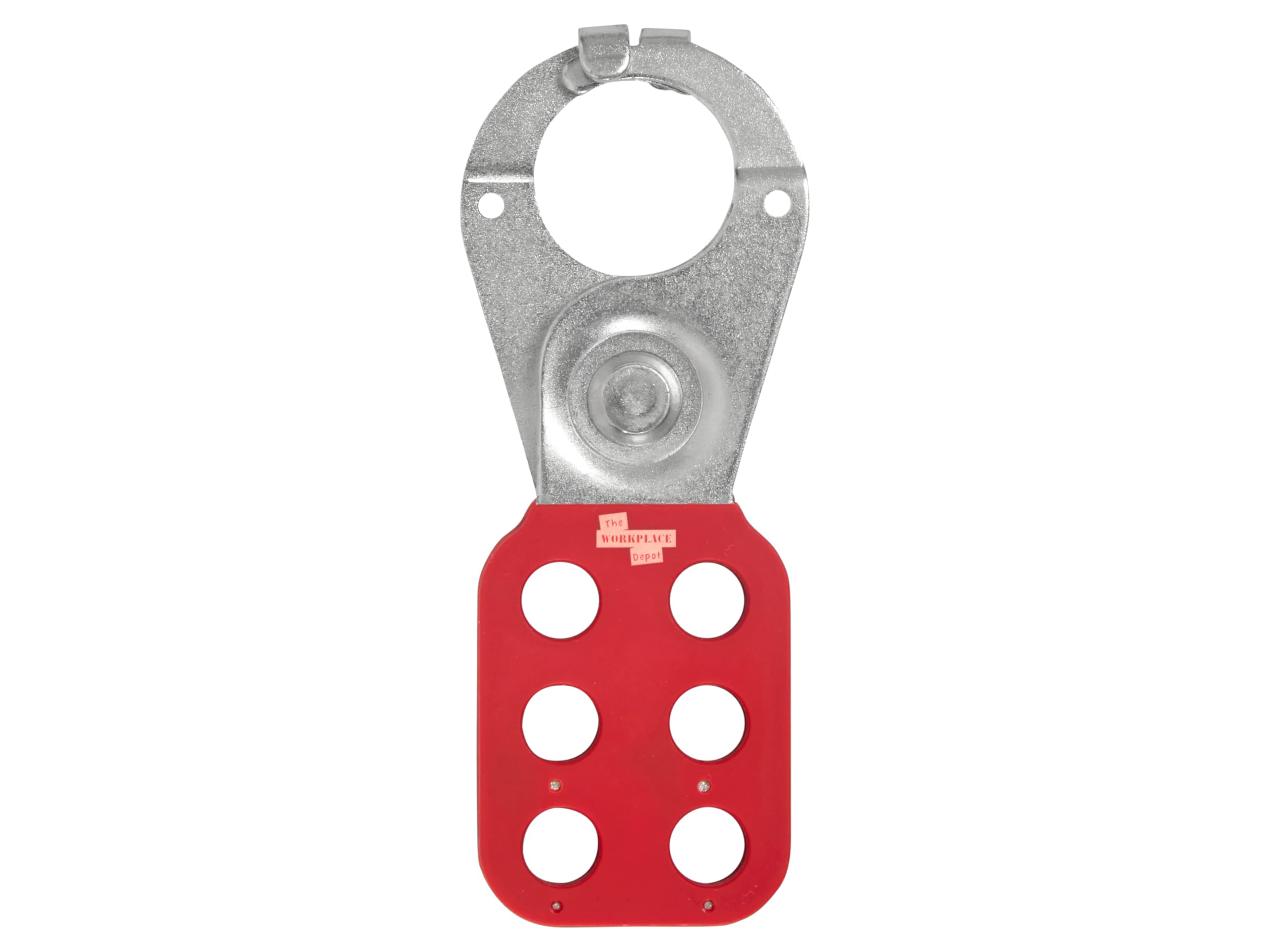 The Workplace Depot Red Lockout Hasp With Optional Security Wrap Hook – Steel Safety Hasp With 6-Padlock Capacity, 25Mm Or 38Mm Jaw Options, Industrial Maintenance (With Wrap Hook, 25Mm Jaw)
