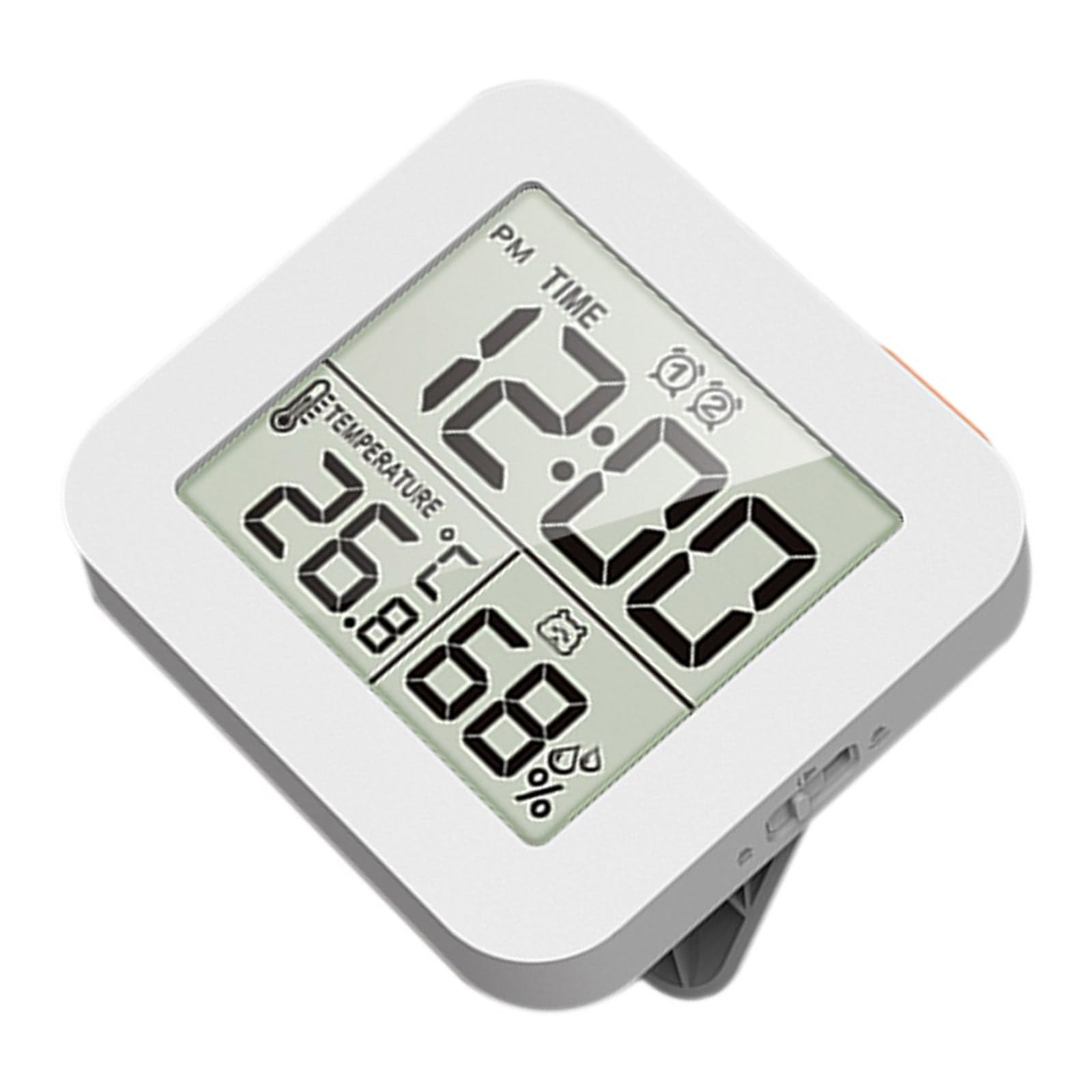 Carotoe White Desk Clock With Temperature And Humidity Indicators Three Alarms Digital Alarms Battery Operated Clock For Sleepers Heavy Sleepers Alarm