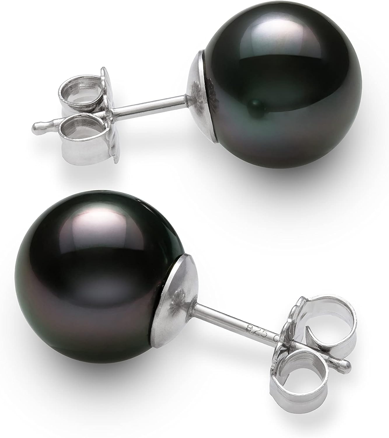 Belacqua Tahitian Black Pearl Necklace Pendant Stud Earring Set for Women
