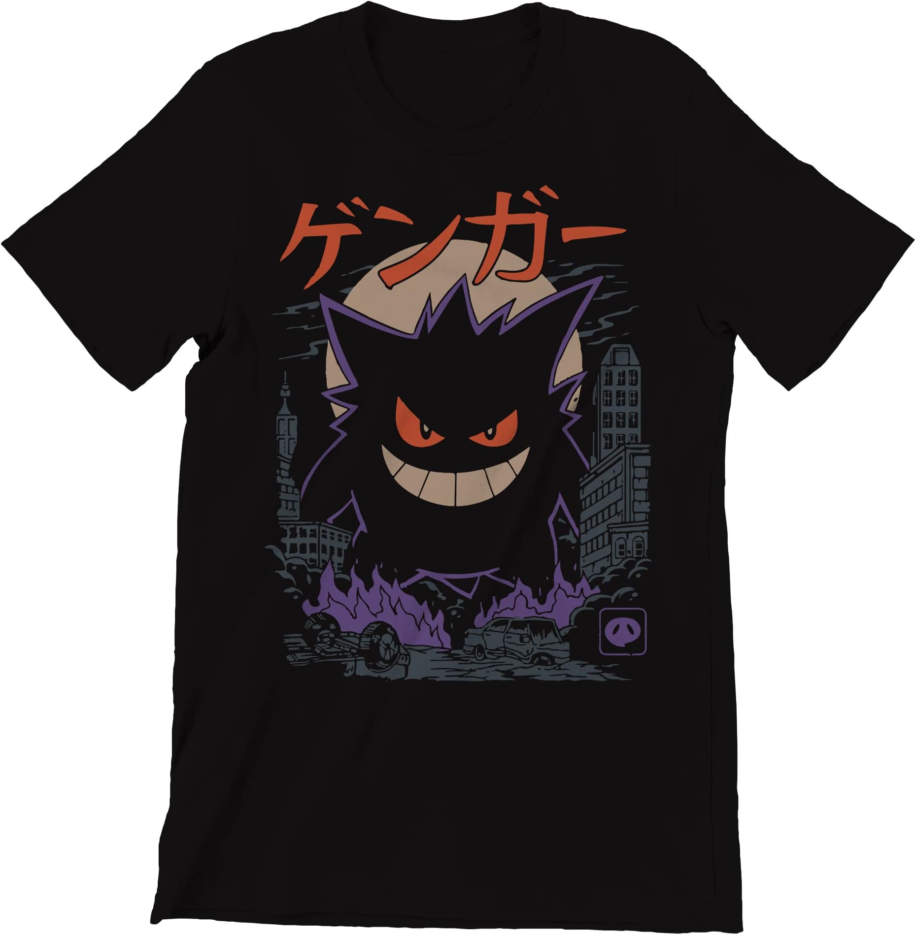 Dark Ghost Pocket Monster Kaiju Men's Funny T-Shirt Poke Themed Fan Art Printed Black Tee Shirt for Men