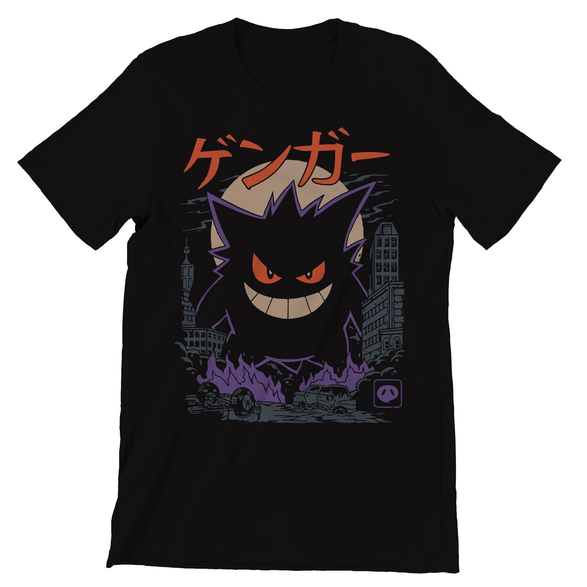 Dark Ghost Pocket Monster Kaiju Men's Funny T-Shirt Poke Themed Fan Art Printed Black Tee Shirt for Men