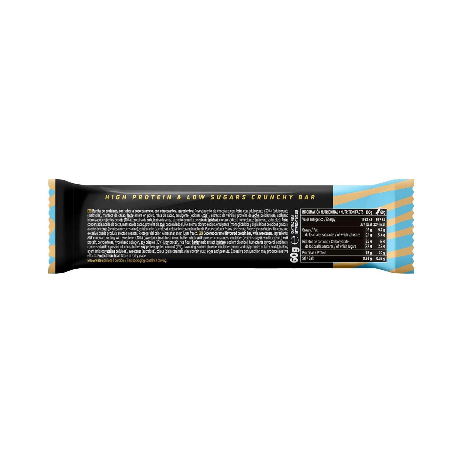HSN Evobars Barritas de Proteínas 19g Proteína | Coco Caramelo - Pack 12x60g | Bajas en Azúcar y Sin Aceite de Palma | Snack Fitness Crujiente Alternativa a Batidos de Proteína