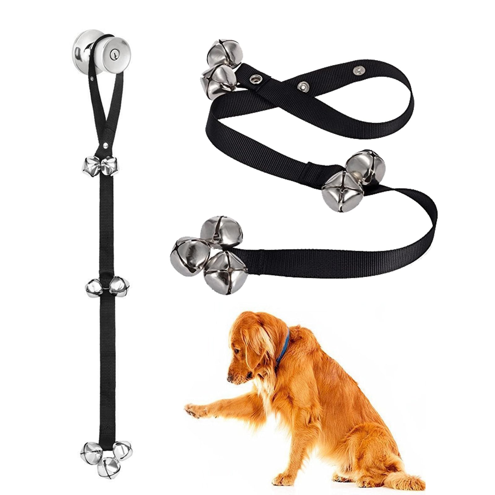 HUATEEN Dog Bells Toilet Training,2 Pack Adjustable Dog Training Bells for Door - Extra Loud Jingle Bells for Go Outside, Strong Strap for Small, Medium, Large Dogs