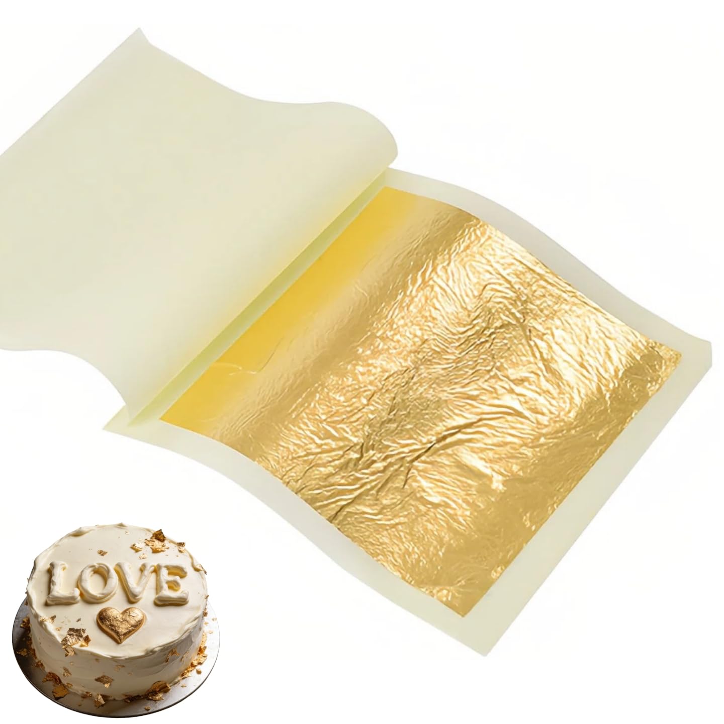 30 Edible Gold Leaf Sheets 24k Cake Decoration Leafing Sheet 6 x 6cm Chocolates Gold Foil Paper for Birthday Gilding Bakery Pastry Desserts Spa Facial Beauty DIY Art Craft Makeup Craft Greeting Card