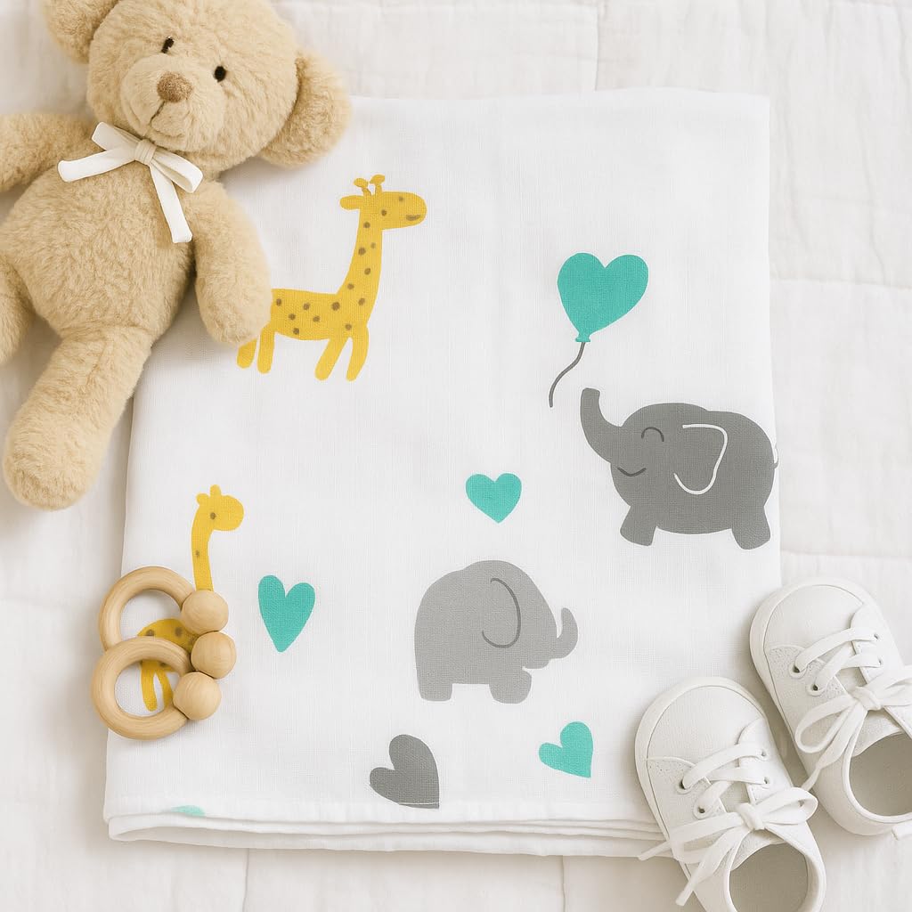 HOMYBABY® Mussola Bebe Cotone Biologico 120x120 - Coperta Neonato Salvietta Mantita