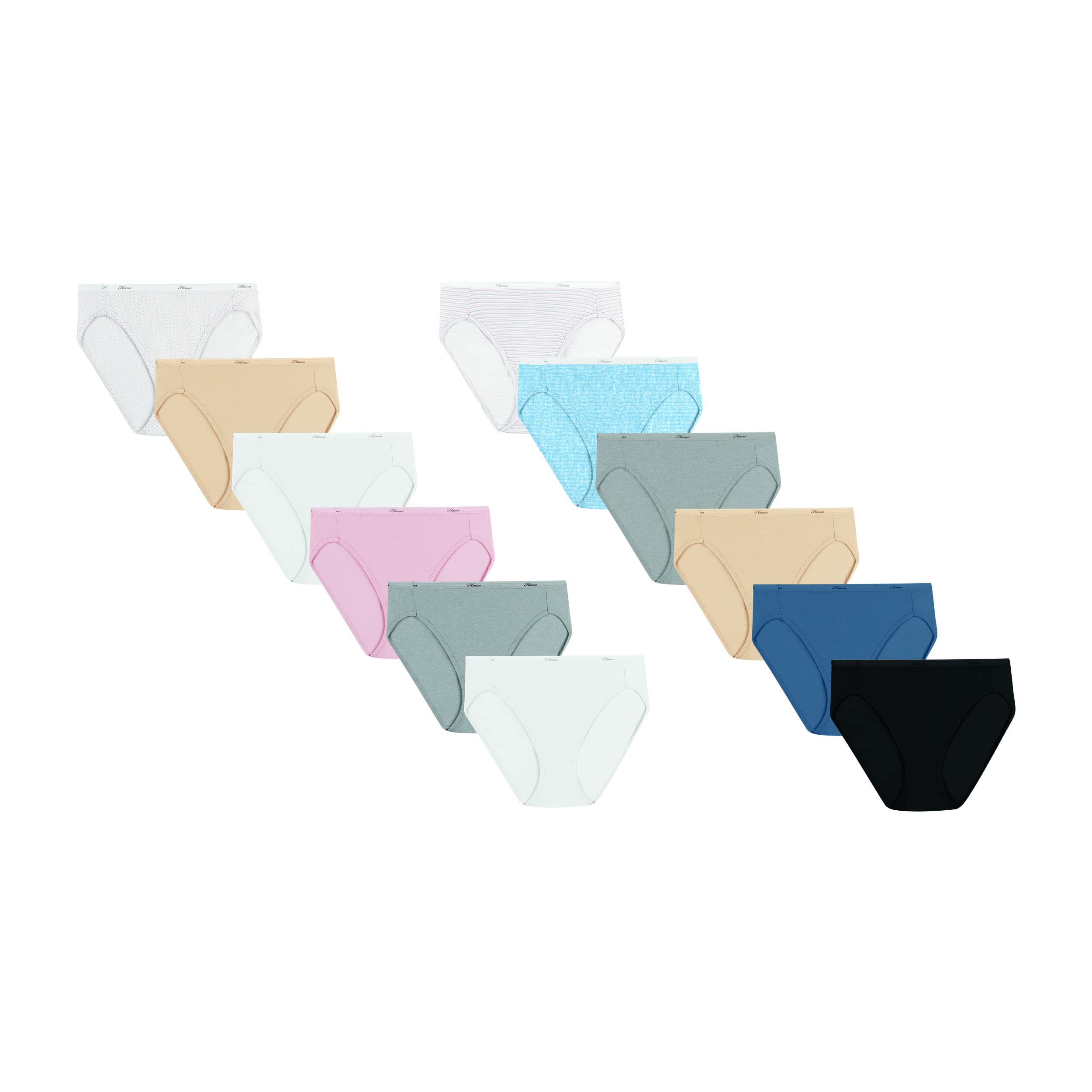 Photo 1 of Hanes Women's Panties Pack, Cotton Moisture-Wicking Underwear, Ultra-Soft and Breathable, Tagless Multipack (Colors May Vary) Hi Cut 9 12 Pack - Hi Cut Assorted 2XL
