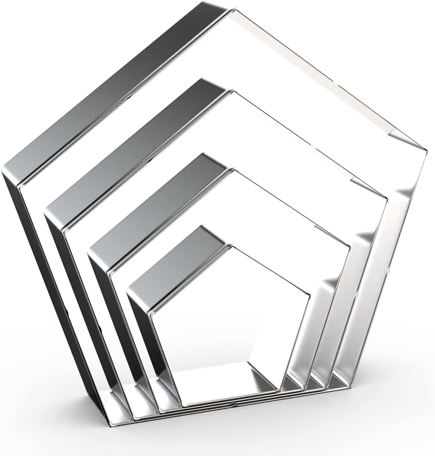 Pentagon Cookie Cutter Set Large - 5 Inch, 4 Inch, 3 Inch, 2 Inch - Geometric Polygon Frame Plaque Cookie Cutters Shapes Molds - Stainless Steel