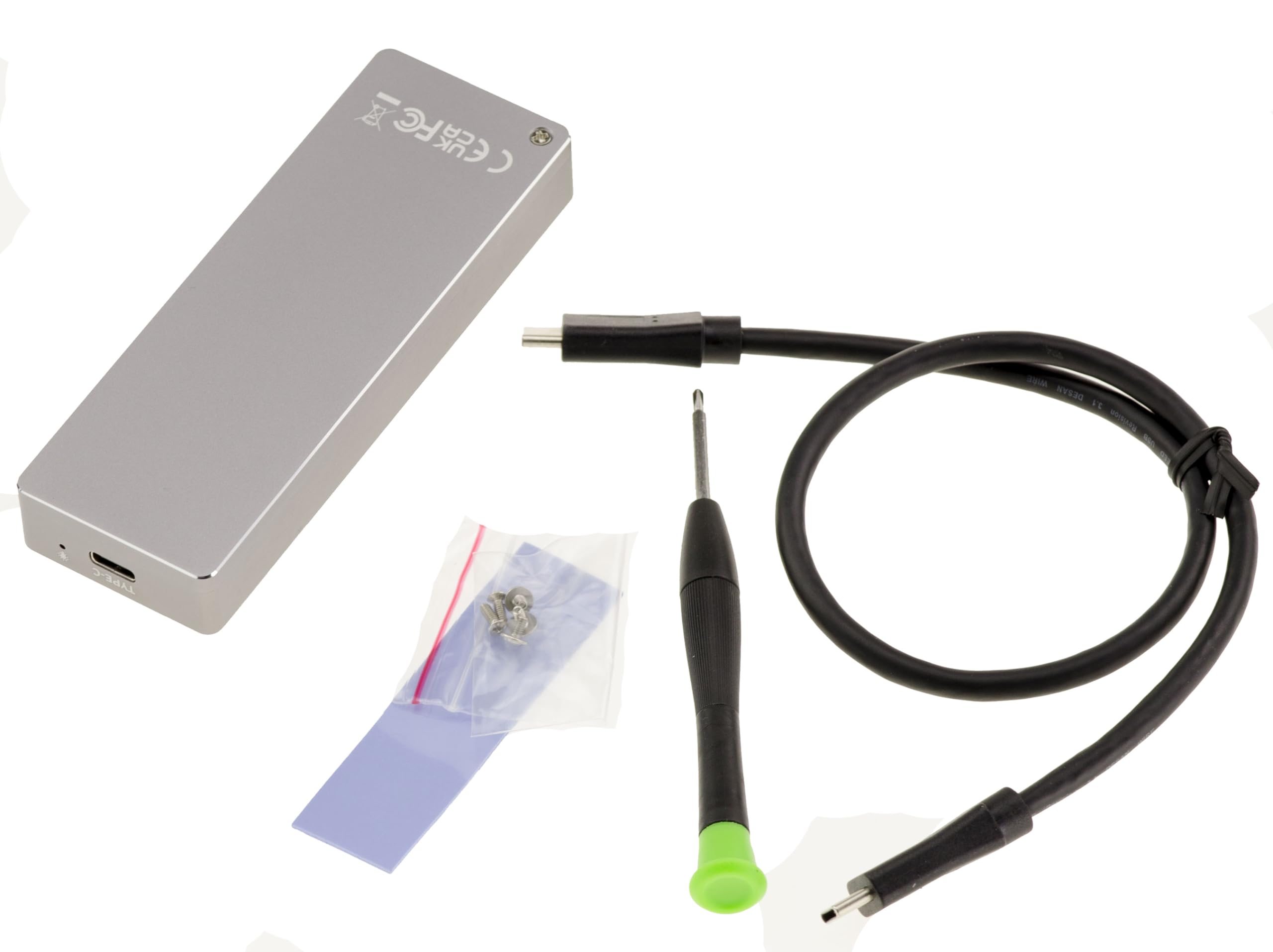 KALEA-INFORMATIQUE Boîtier USB 3.2 20G pour SSD Mac 2013 à 2020 | Boîtier aluminium USB 3.2 Gen2x2 20 Gbit/s pour SSD Apple 12+16 broches (Mac 2013+), fourni avec outils et accessoires.