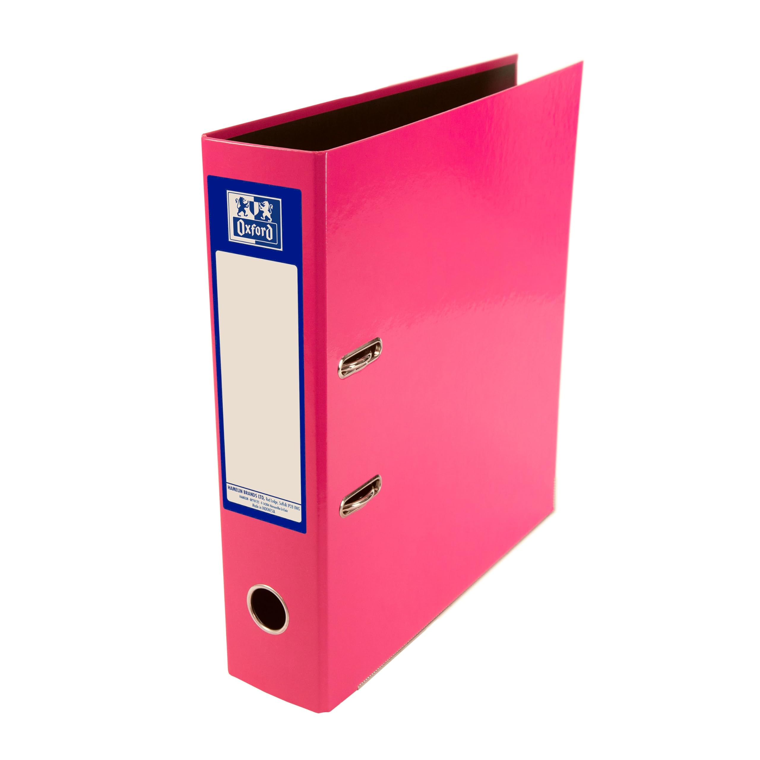 Oxford Premium A4 Lever Arch File, Pink Single Folder, Heavy Duty ...