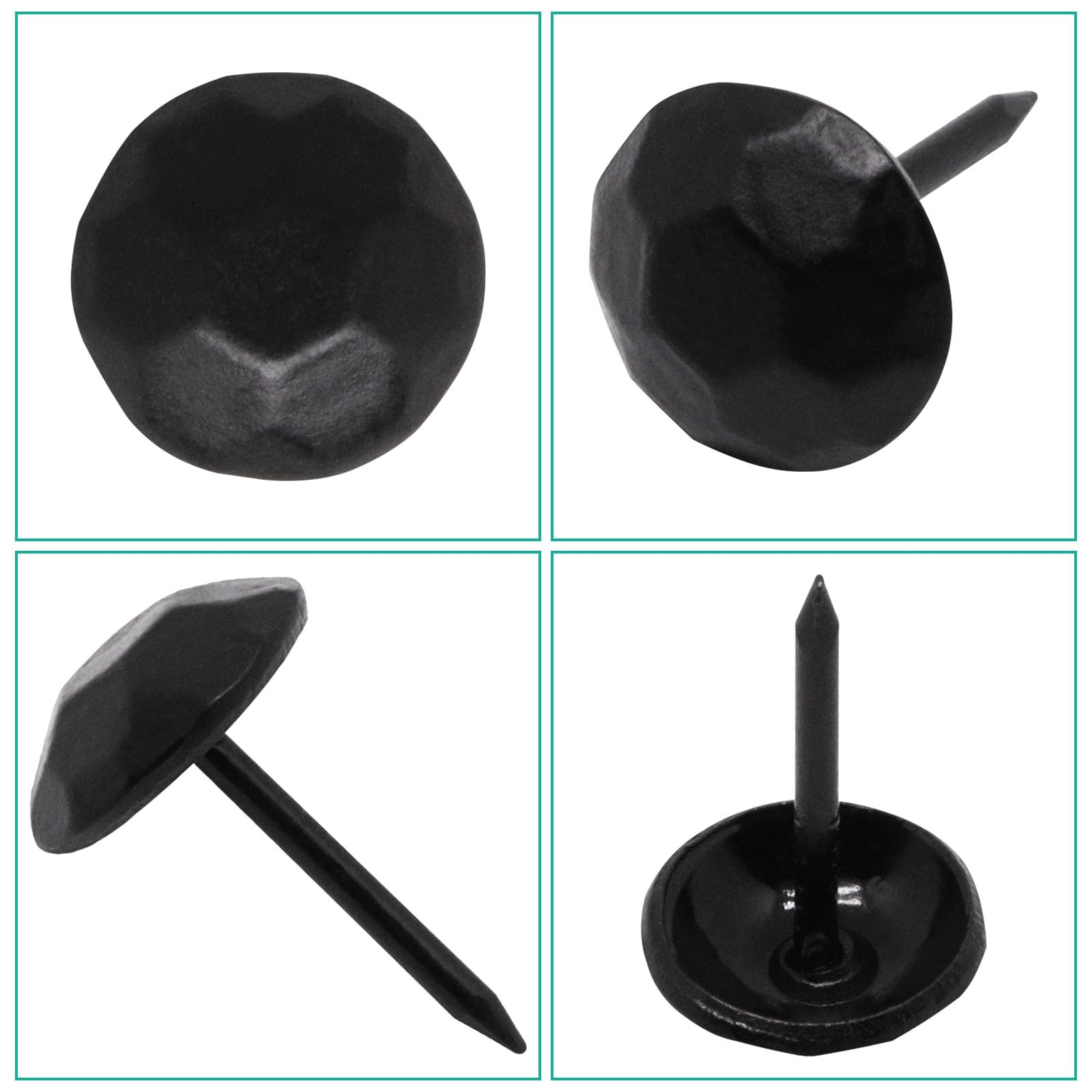 Vintage Upholstery Tacks - 100 Matte Black Decorative Nails -4 Vintage Upholstery Tacks - 100 Matte Black Decorative Nails -4