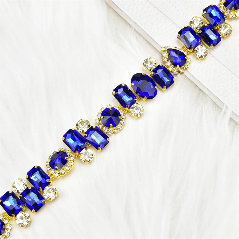 Collier strass ruban en métal doré bleu : le charme éternel de votre robe de mariée