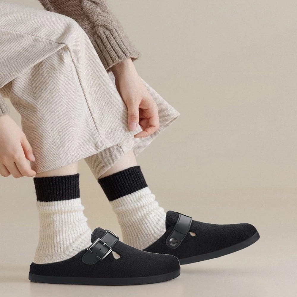 Sisttke Hausschuhe Damen Herren Gefütter Clogs Winter Bequeme Wärme