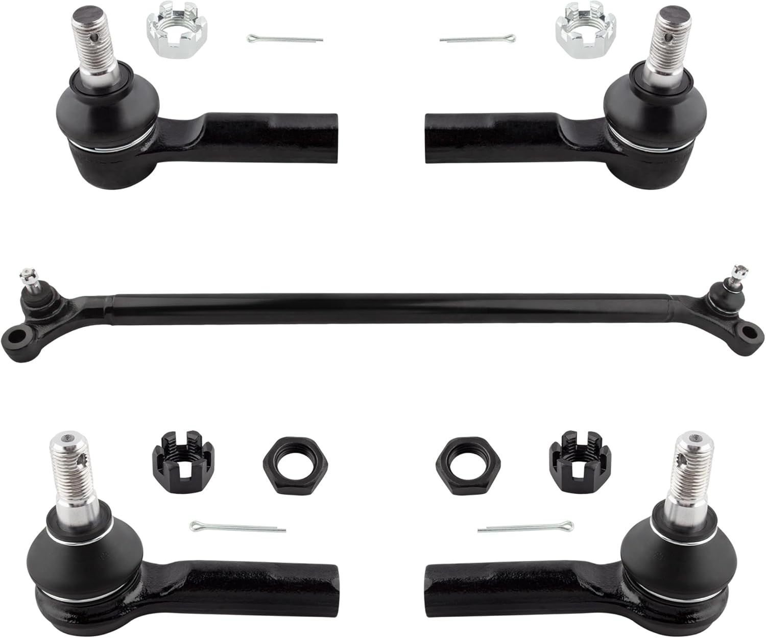 5pc Set Front Inner Outer Tierods Tie Rod Ends Center Link Left Right Side for Nissan Xterra 2000 2001 2002 2003 2004, Frontier 3.3L V6 1999 2000 2001 2002 2003 2004 ES3661 ES3660 DS80593