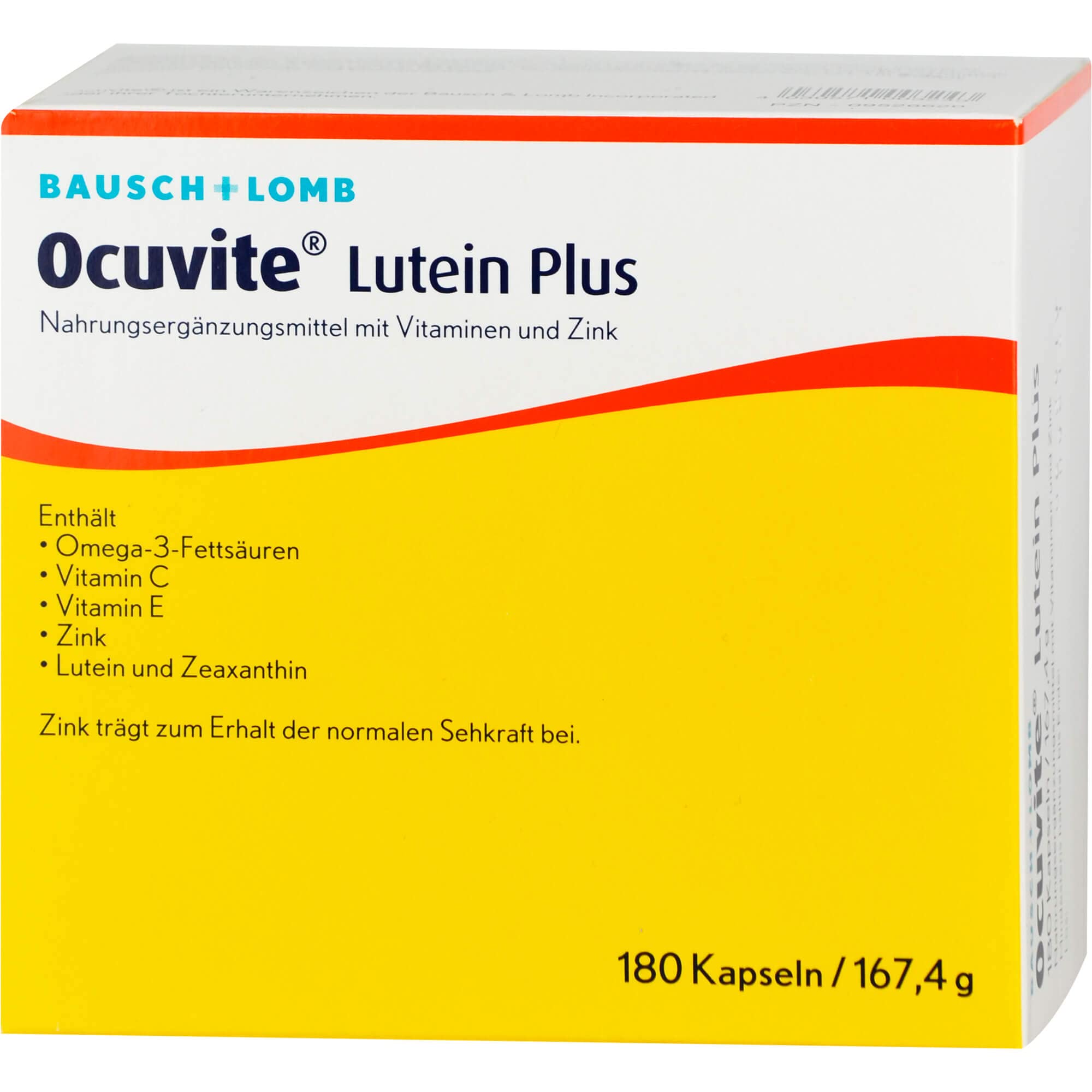 Ocuvite Lutein Plus Kapseln | 180 Premium Lutein Kapseln - Vitamin C & E – Schützt die Augen vor oxidativem Stress, wie z.B. Blaulicht - 2 Kapseln täglich