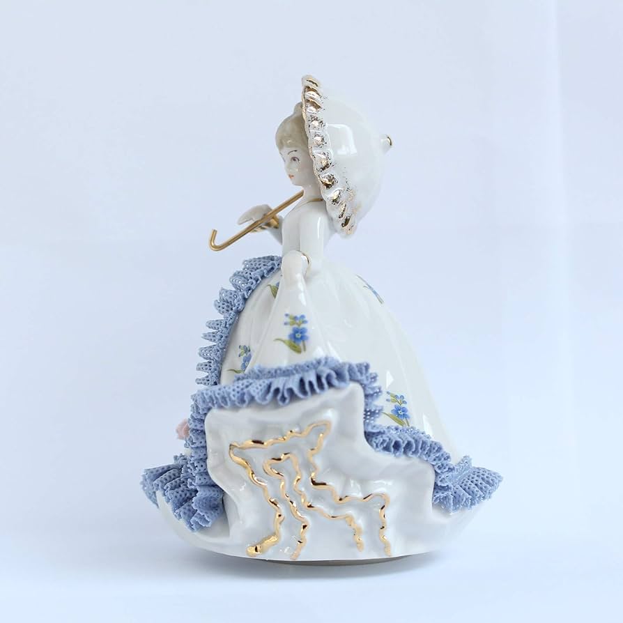 レースドール　オルゴール　陶器　テーケー名古屋　まとめ売り Amazon.co.jp: オルゴール 花持ち少女 陶製レースドール 【 陶器