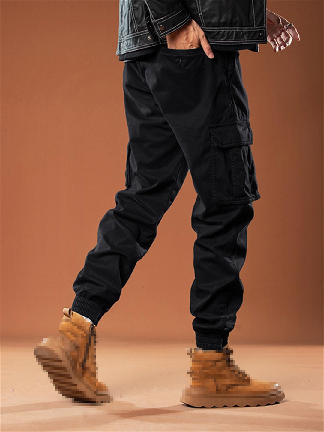 Vogrtcc Pantaloni Cargo Multitasche da Uomo Pantaloni da Jogging in Pile Spessi Pantaloni Casual in Cotone