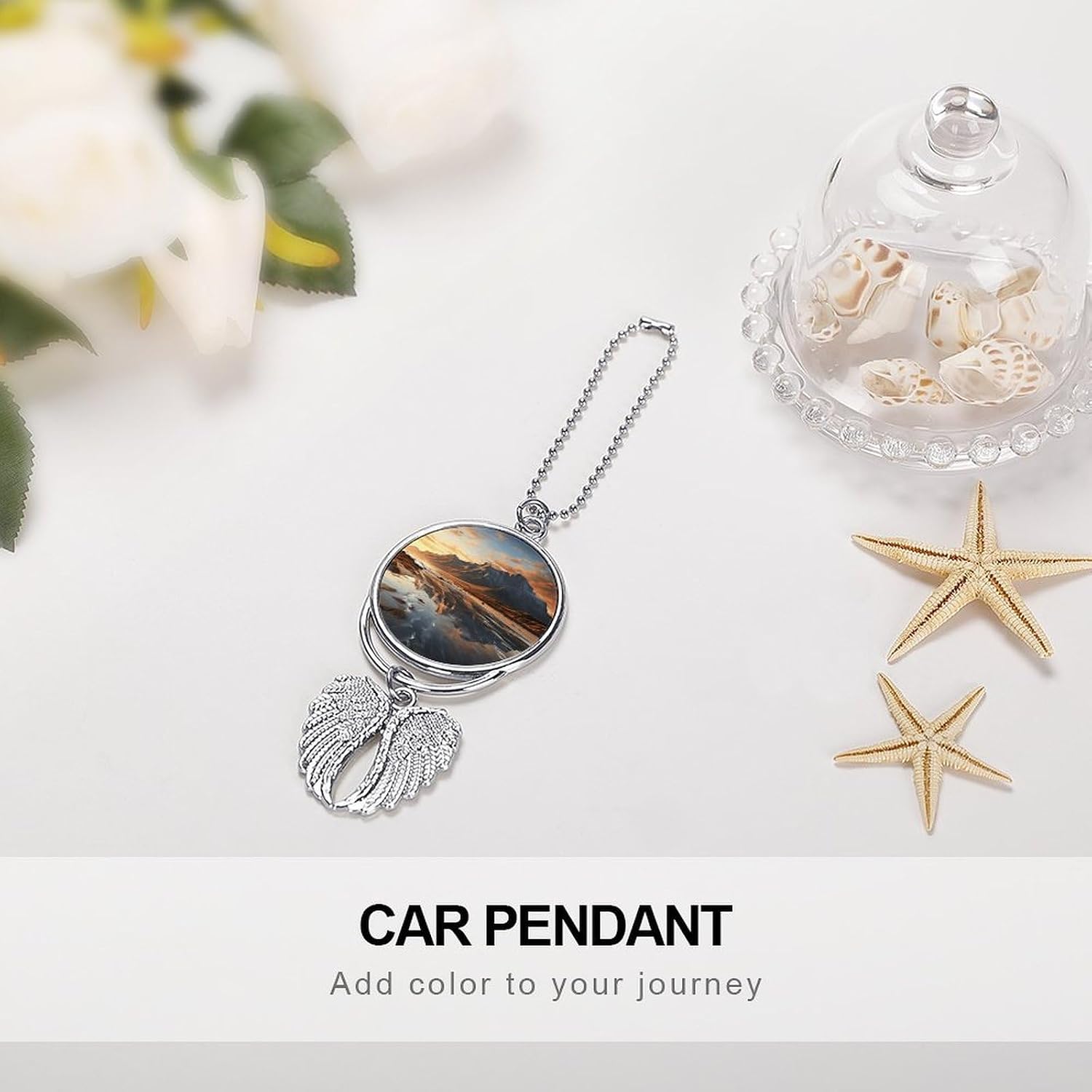 Mountain at Sunrise Guardian Angel Car Charm for Rear View Mirror image 4