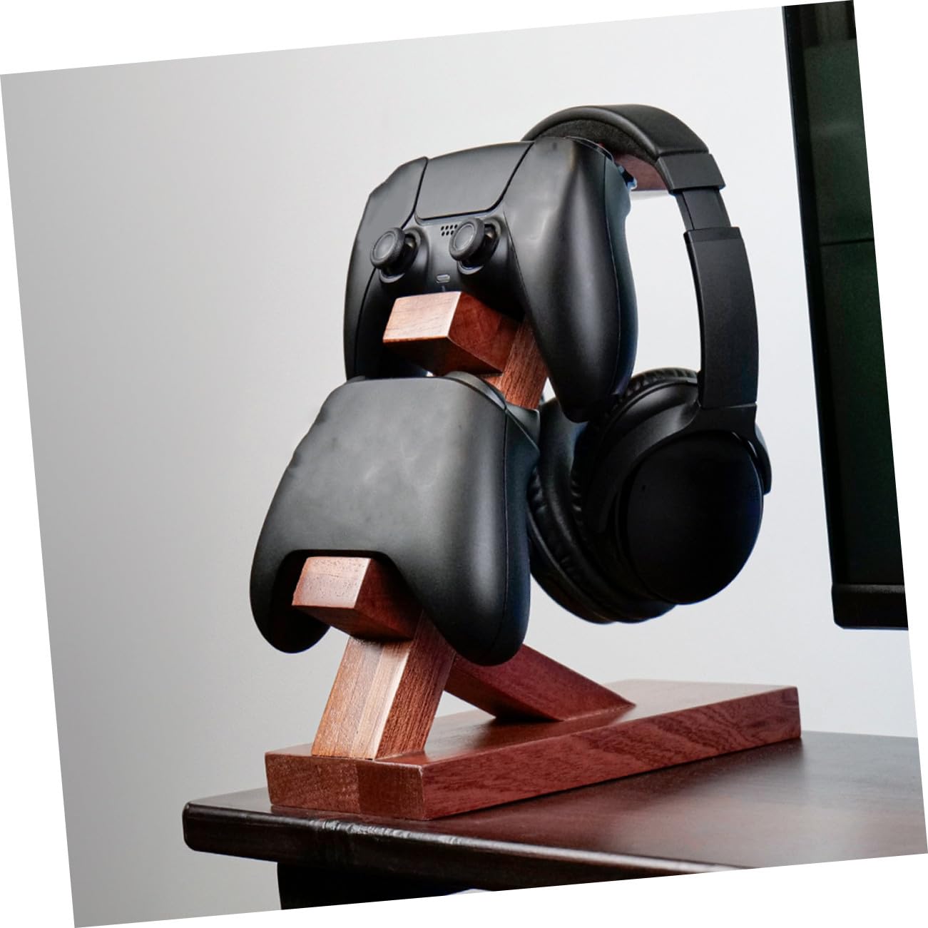 Holibanna Supporto Controller Gioco in Legno Porta Controller e Supporto Cuffie da Gaming Stabile e Decorativo per Organizer Accessori Gaming