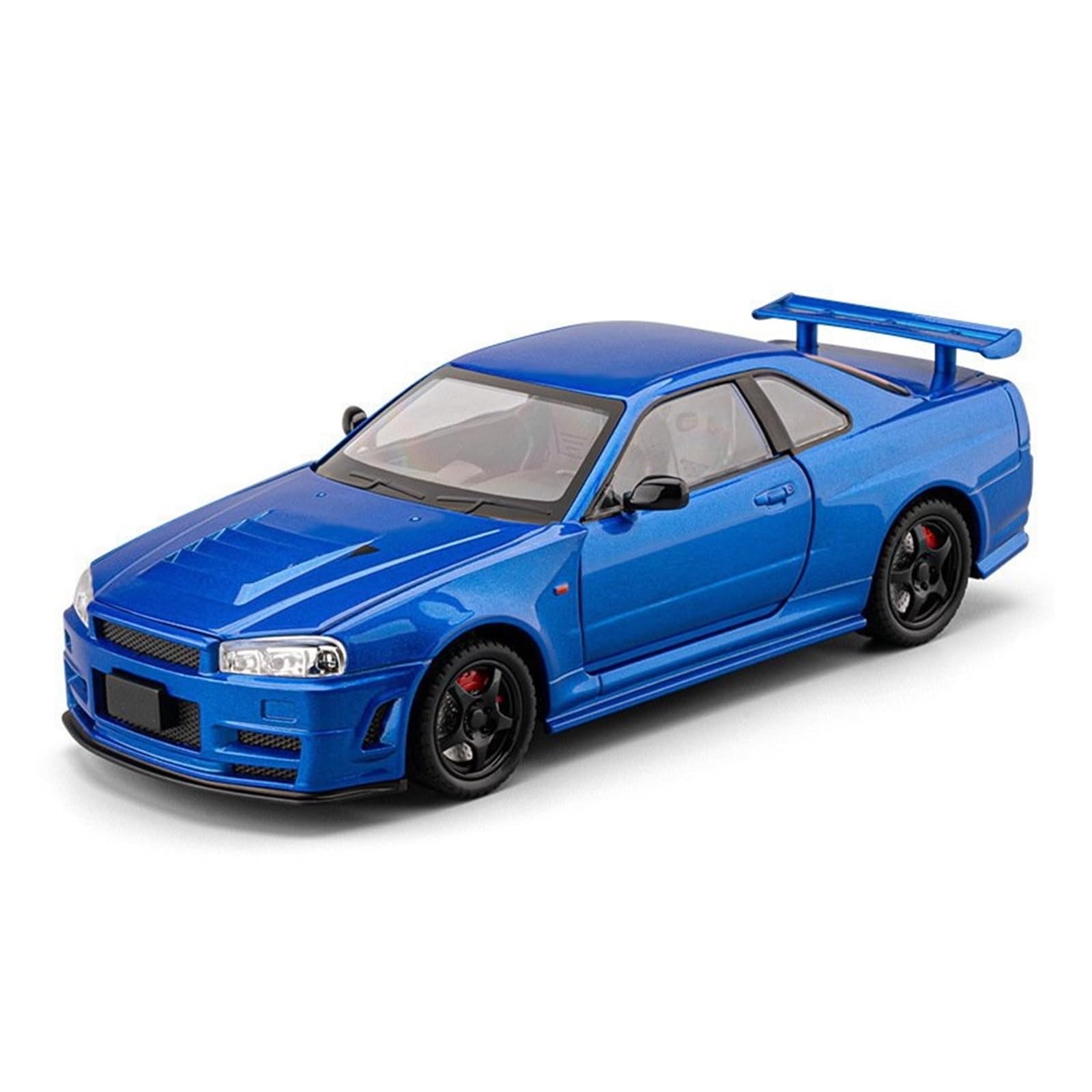 AUDSNI Die-Cast Diecast Car Model 1:24 For Nissan For GTR R34 Alloy Die Casting Model Car Ornaments(Blue)