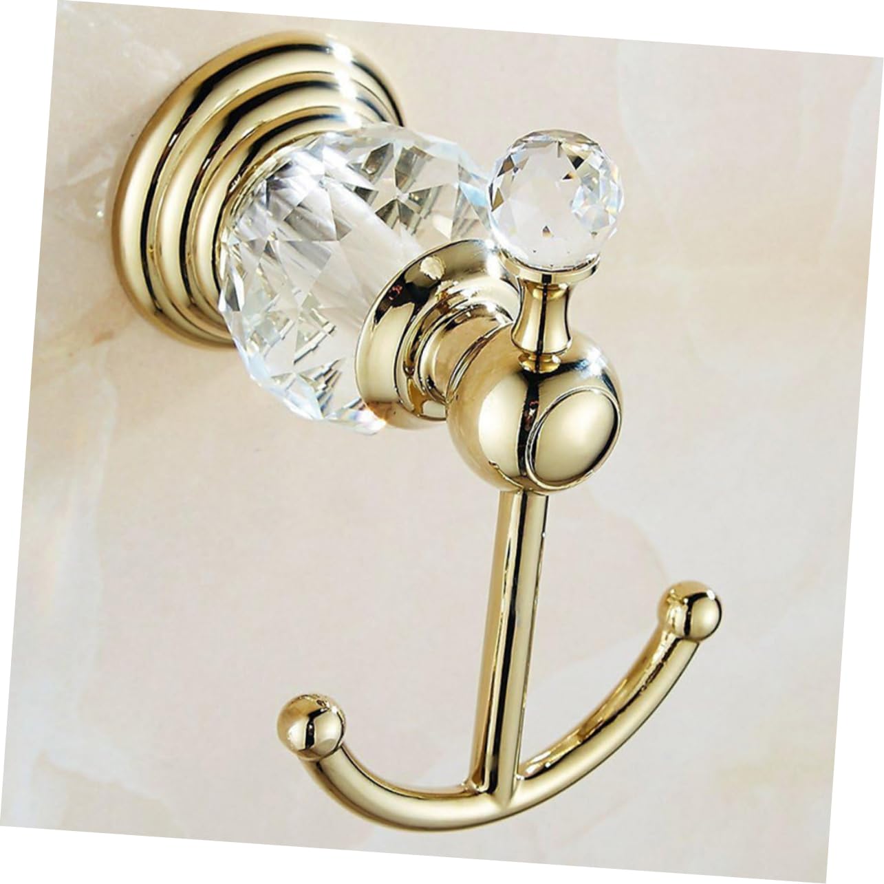 Happyyami 3 Piezas gancho de toalla de cristal toallero de pared enganches pared trapillo toallero independiente moderno ganchos multiusos gancho de diseño de punzón Acero inoxidable Golden