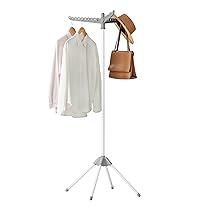 SONGMICS Stendibiancheria Verticale Salvaspazio, Stendino da Terra, 3 Bracci Girevoli, 4 Gambe, per Uso Interno, Acciaio Inossidabile, per fino a 27 Capi, Altezza 150 cm, Grigio e Bianco LLR510G01