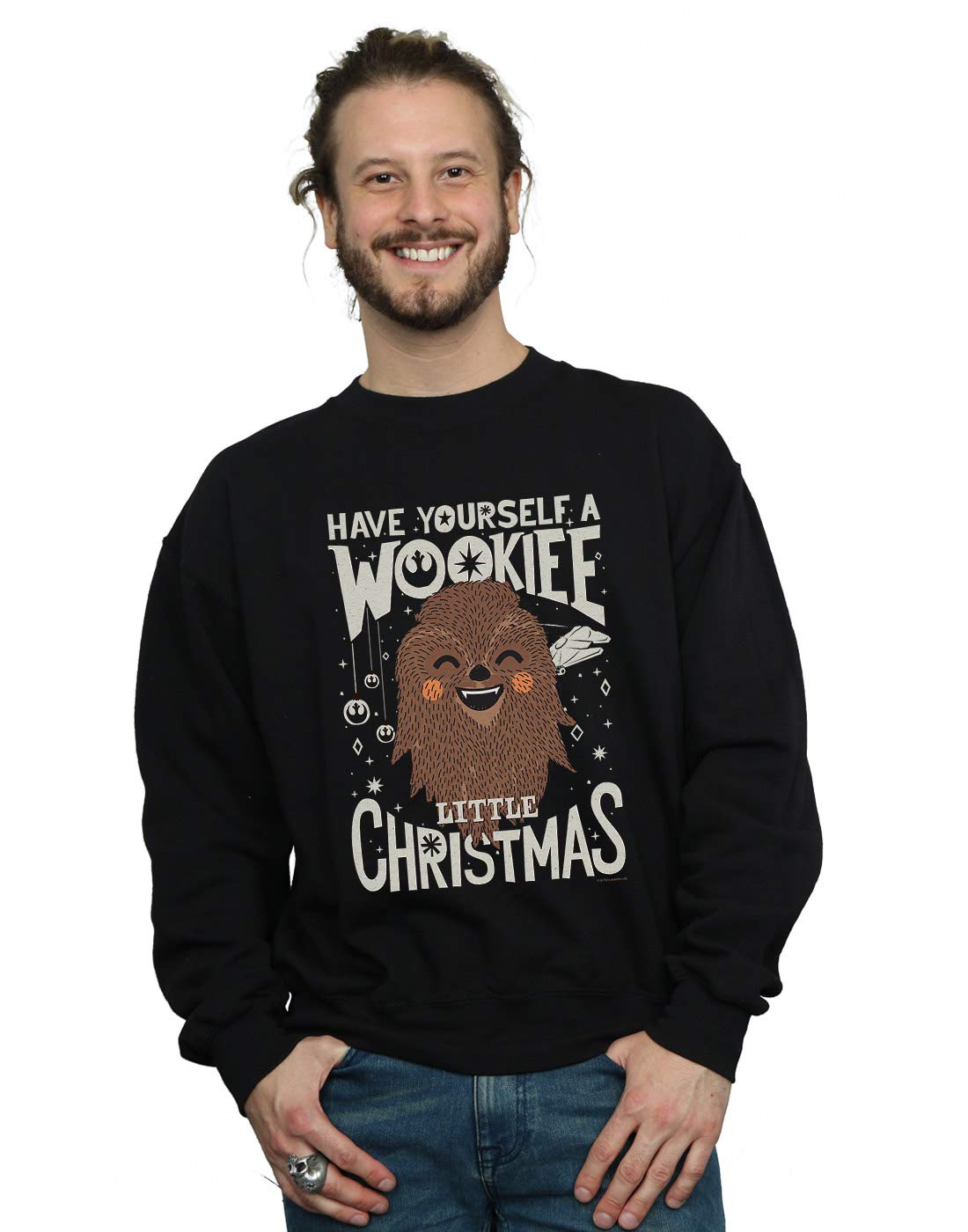 Star Wars Men's Wookiee Little Christmas Sweatshirt Black XXXX-Large