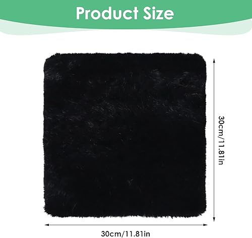 Miniatura 2 de WLLHYF Alfombra blanca de piel sintética de 12 pulgadas, alfombras pequeñas y cuadradas de lujo, alfombras esponjosas para dormitorio, funda suave