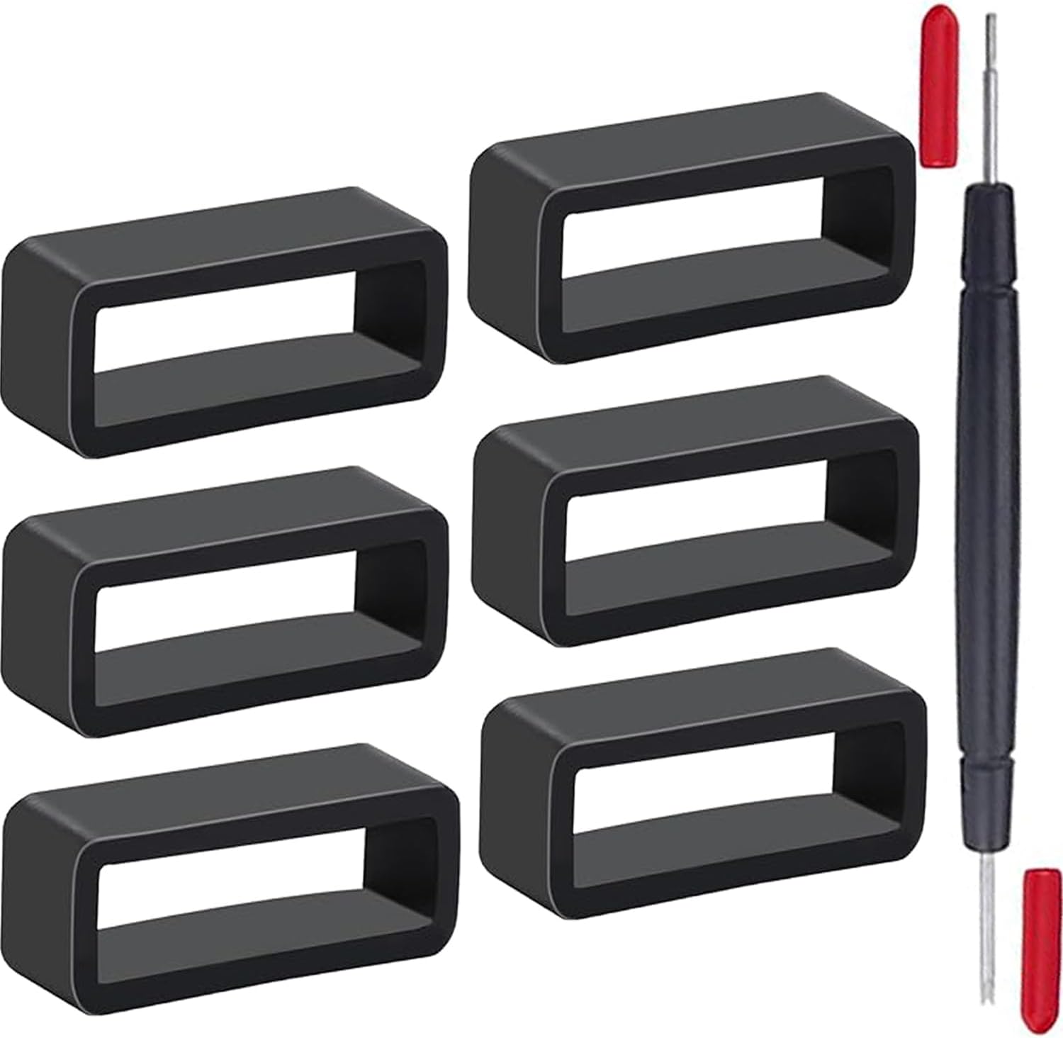 7 in 1 Watch Band Holder, 6pcs Watch Band Loops Rings with a Spring Bar Tool