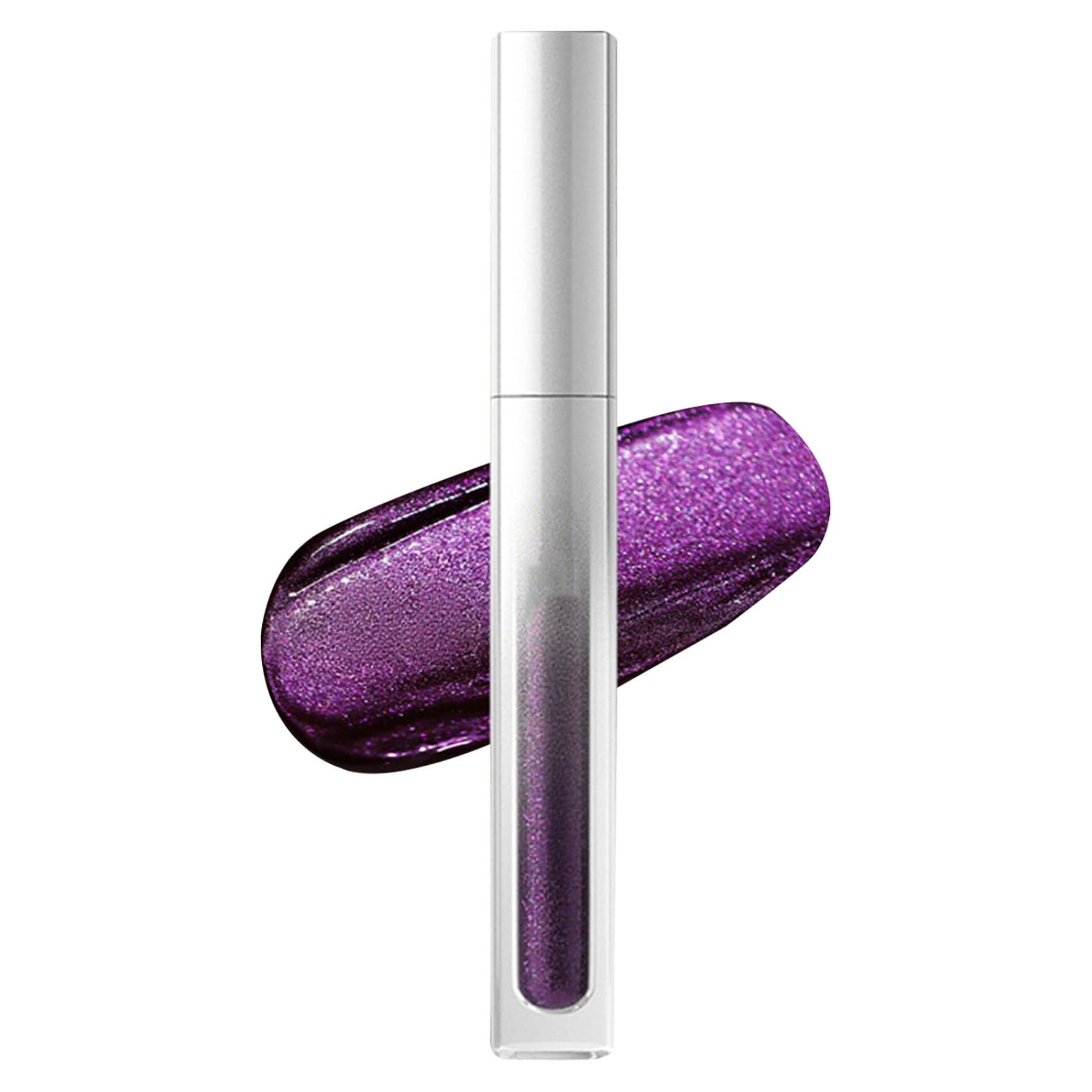 Pearlescent Glitter Lip and Eye Makeup 2 in 1 Long Lasting Lip Gloss with Liquid Eyeshadow Purple One