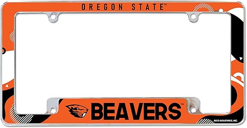 Rico Industries NCAA Oregon State Beavers Wave - Marco de matrícula cromado de 12 x 6 pulgadas para automóvil, camión, SUV
