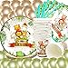 80 unidades de decoración de cumpleaños de la selva de animales para decoración de cumpleaños, incluye 20 platos de papel Animals, 20 tazas, 20 servilletas y 20 globos para decoración de cumpleaños