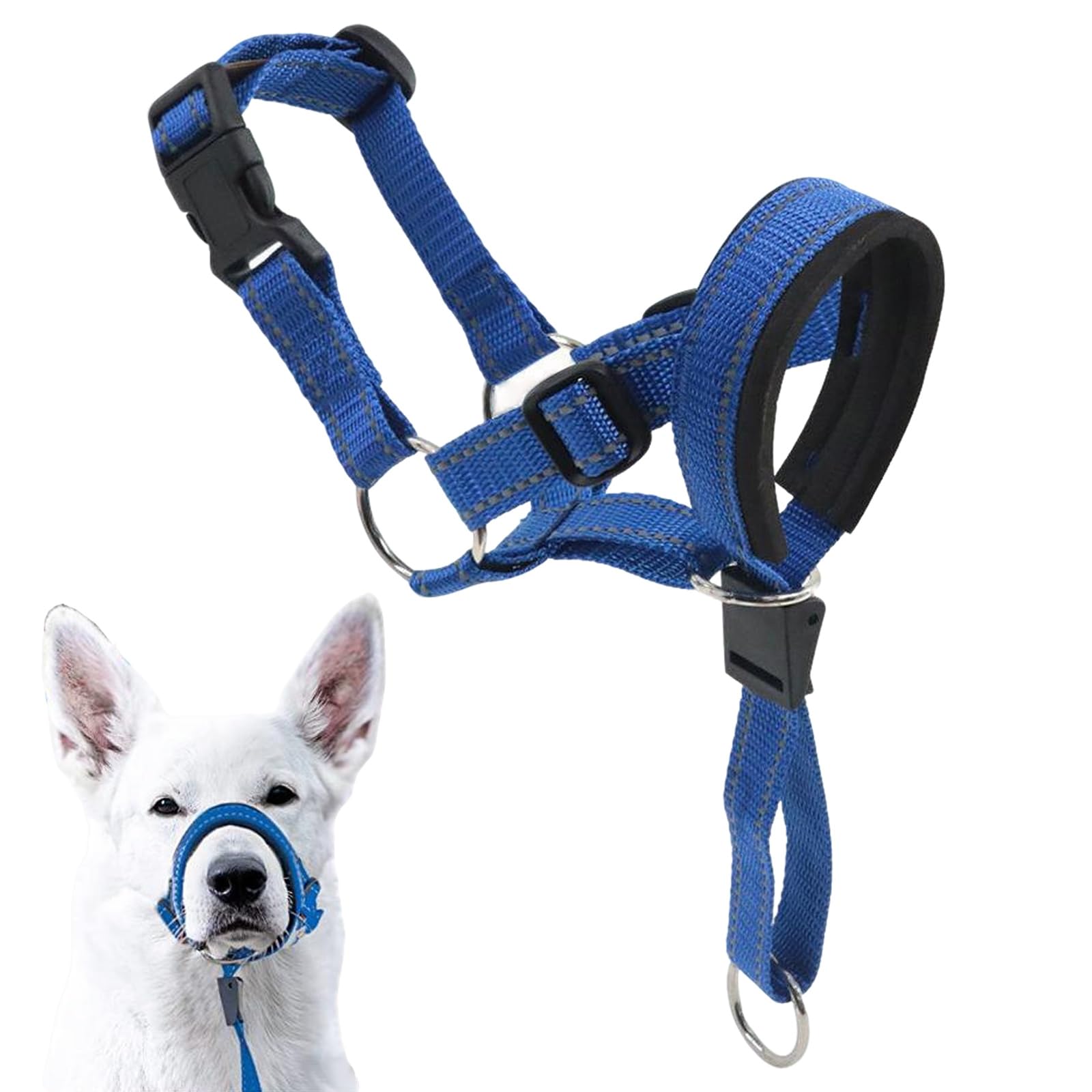 Muselière Chien Tapis en Mousse Dog Muzzle Réglable Cou 36-50cm Bleu Muselières Réfléchissant Licol Chien Souple et Léger Empêche Morsures Aboiements et Tractions