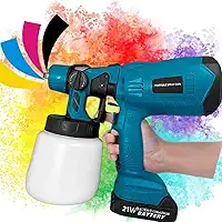 Pistola Profissinal Portatil de Pulverização e Pintura, 2 Baterias Recarregável 21V, 1 Carregador 100-240VAC 3 Bicos Jatos Horizontal e Vertical Ajustável Capacidade 1000ml,